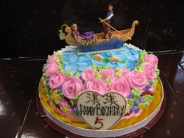 3D-127 公主王子划船背景蛋糕